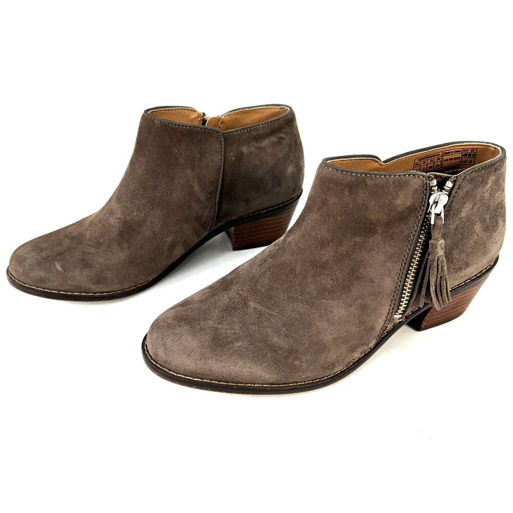 Vionic Womens Serena Side Zip Ankle Boots 1.5" Heel Size US 7 Sandstone Suede